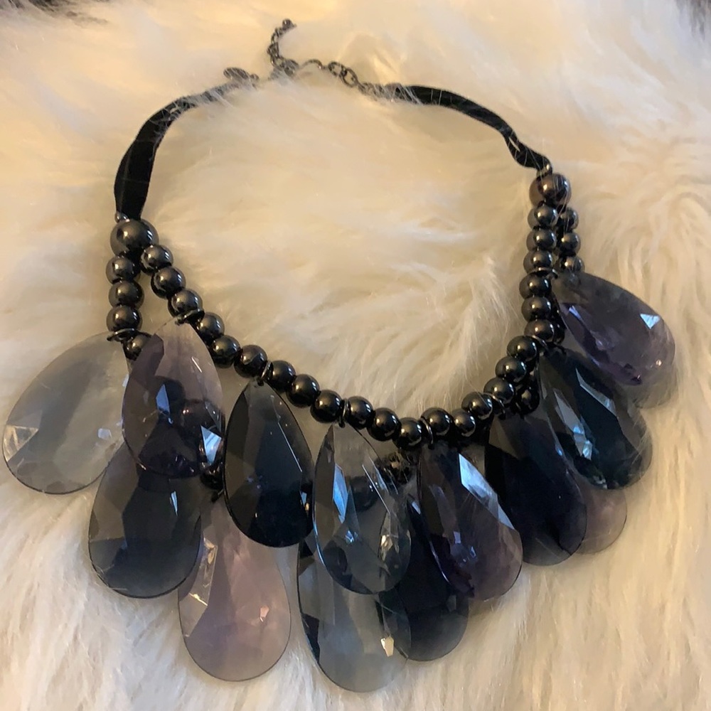 JR Black Crystal Necklace